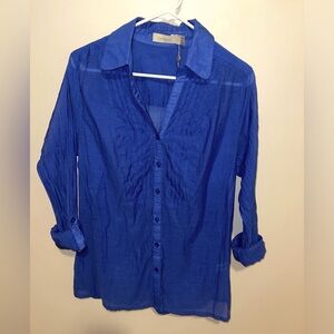 Costa Blanca blue silk buttonup blouse